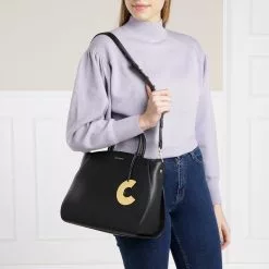 Coccinelle Concrete Zwarte Leren Handtas E1HLA180101001 -Cheap Coccinelle Store e1hla180101001 1